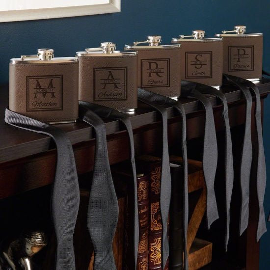 Set of Five Flasks Gift Ideas for Groomsmen