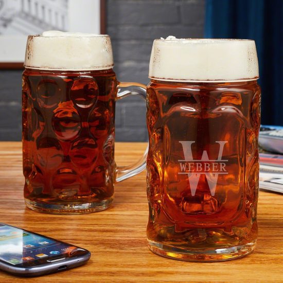 Personalized German Biergarten Glass Beer Mugs