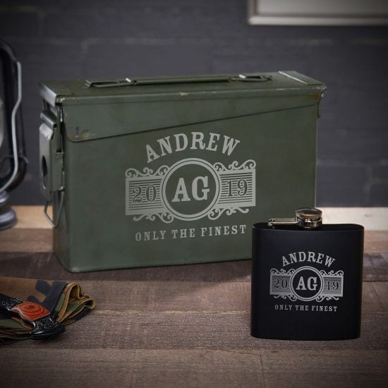 Personalized Ammo Can and Flask Gift Set