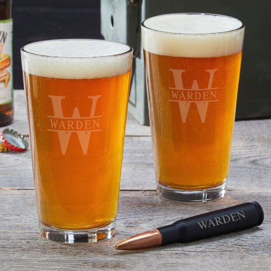Personalized Beer Glasses with Bullet Bottle Opener