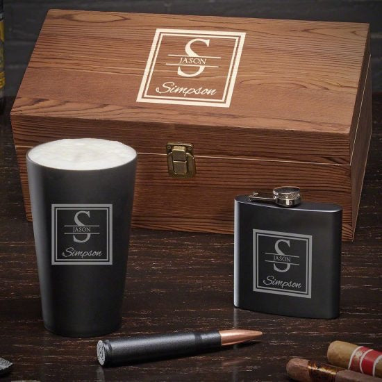 Personalized Stainless Steel Pint Glass Gift Set