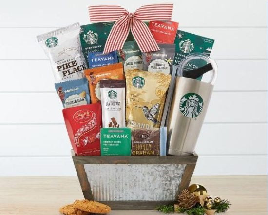 Starbucks Basket Christmas Gift for Neighbors