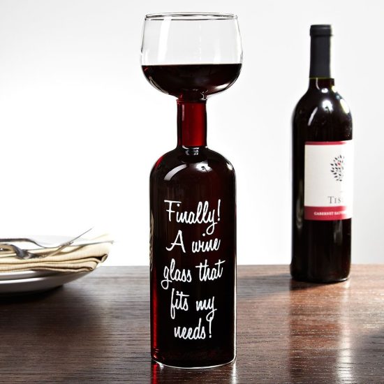 Full Bottle Wine Glass with Quotes