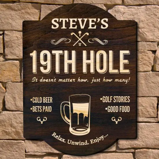 19th Hole Golf Sign 70th Birthday Gift