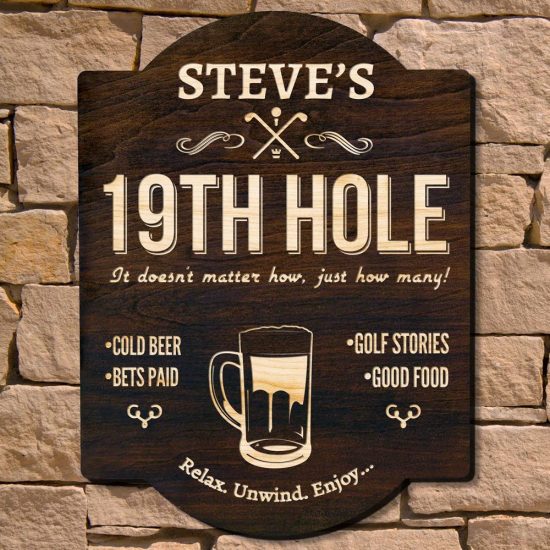 Custom Wood Golf Bar Sign