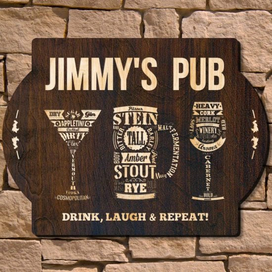 Custom Wood Bar Sign Boyfriend Gift Idea