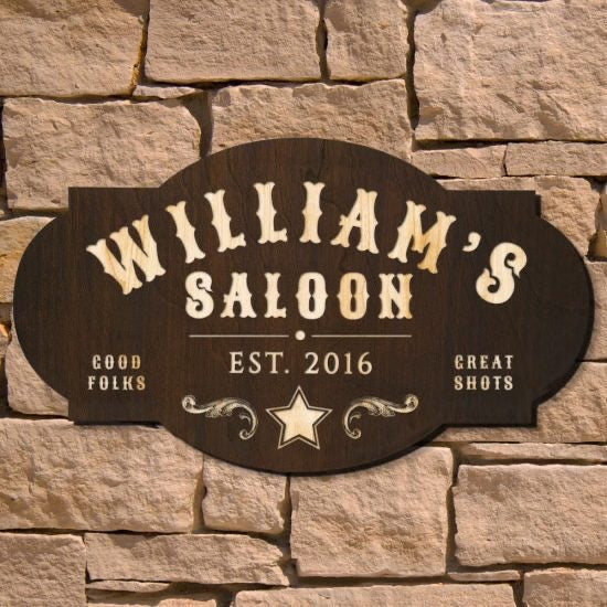 Wood Saloon Sign is a Retirement Gift Idea