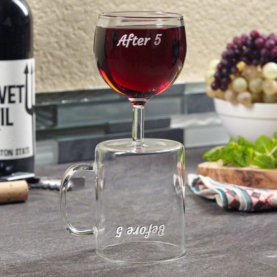 Coffee Mug and Funny Wine Glass