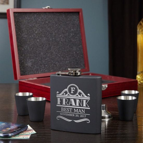 Flask Gift with 4 Shot Glasses