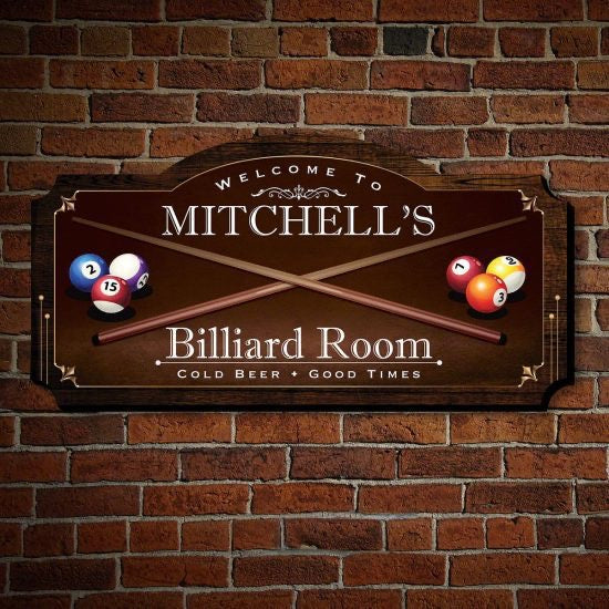 Wooden Billiard Room Sign