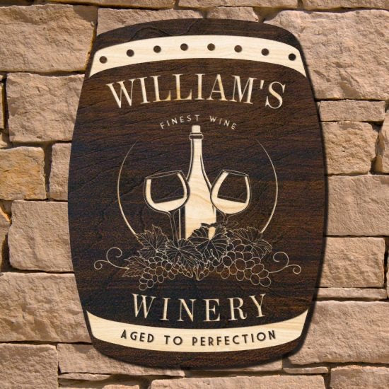 Wooden Wine Barrel Sign Gift for Wine Lovers