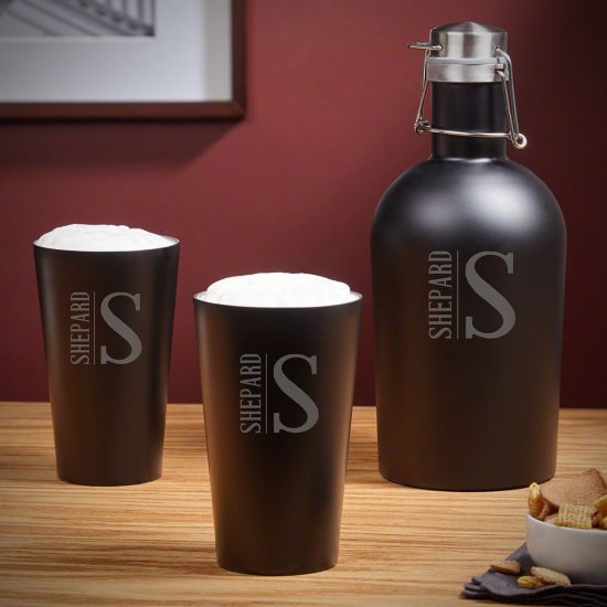 Stainless Steel Growler and Pint Glasses