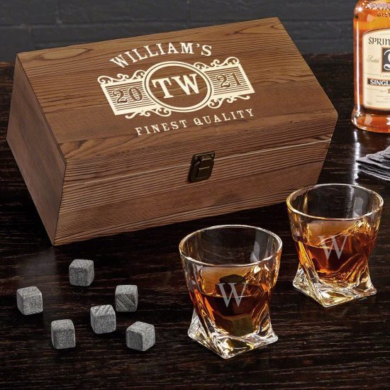 Twist Whiskey Glasses and Whiskey Stone Gift Set