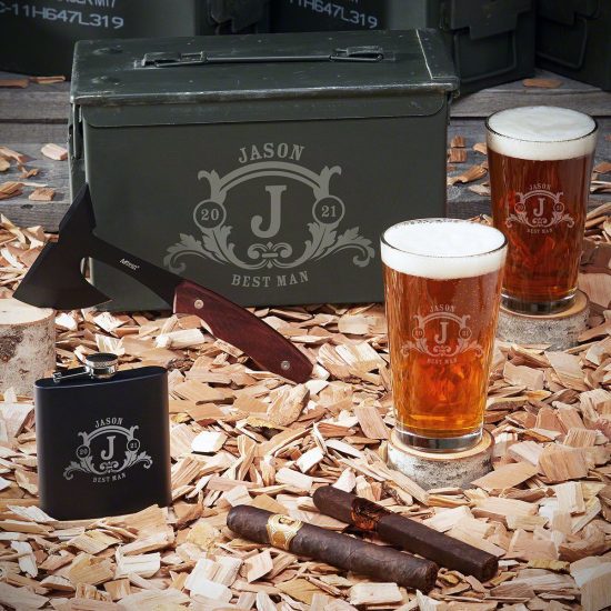 Personalized Beer Ammo Can Set with Hatchet