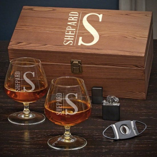 Cognac Gift Set with Cigar Accessories