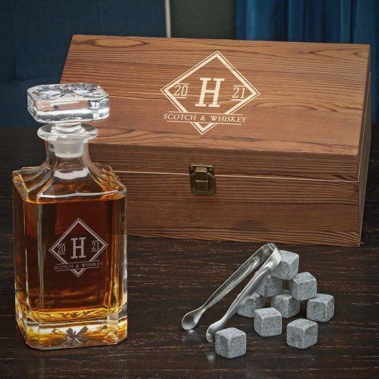 Custom Whiskey Decanter Care Package for Boyfriend