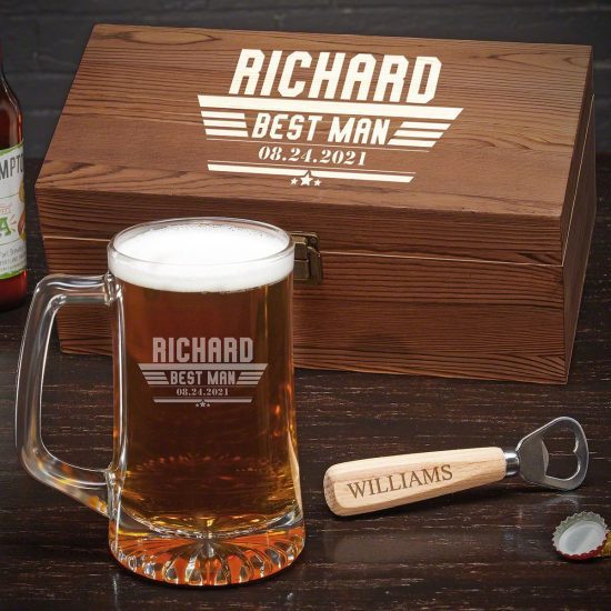 Custom Beer Mug Gift Set with Bottle Opener