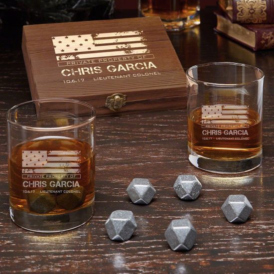 Best Whiskey Stones and Set of 2 Glasses for Patriots