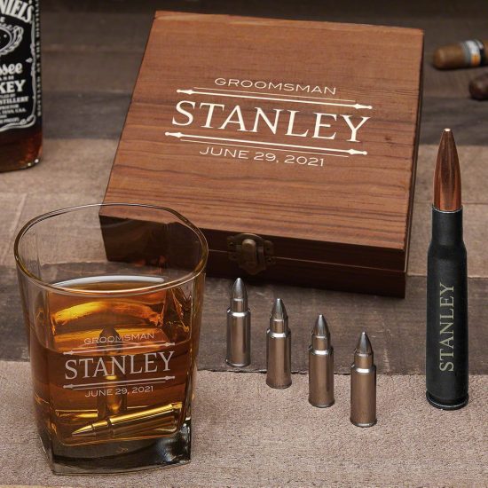 Personalized Bullet Whiskey Stone Gift Set