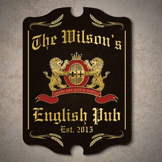 Personalized Wooden English Pub Sign