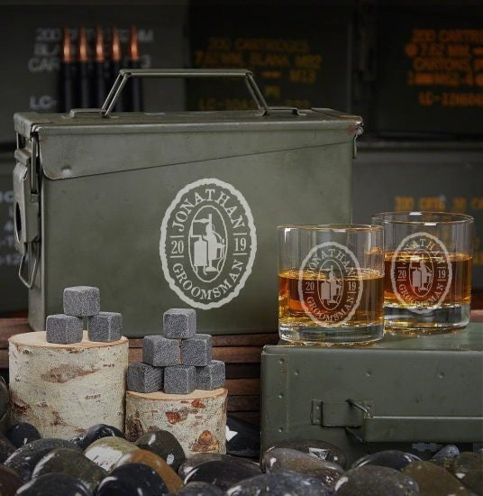 Custom Ammo Can Bourbon Drinking Set