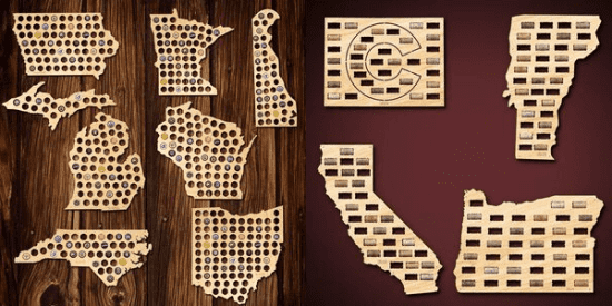 Beer Bottle Cap and Wine Cork Maps of States