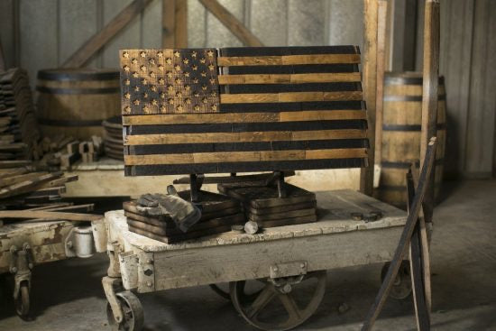 Whiskey Barrel American Flag