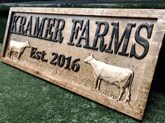 3D Wood Farm Sign