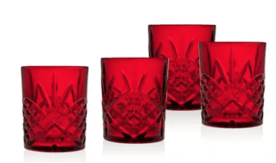 Set of 4 Red Crystal Glasses