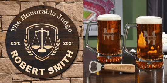 Custom Wall Sign and Beer Mug Set for Lawyers