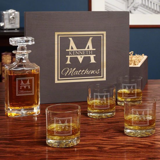 Personalized Whiskey Decanter Box Set