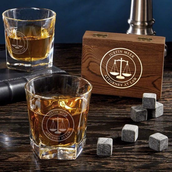 Custom Whiskey Stone Set with Glasses