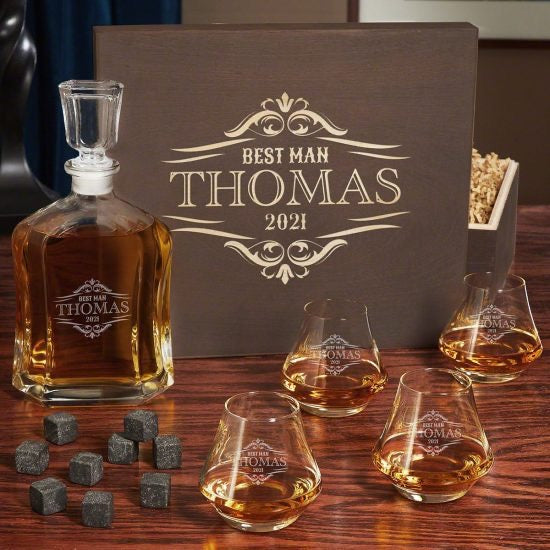 Personalized Whiskey Decanter Display Set