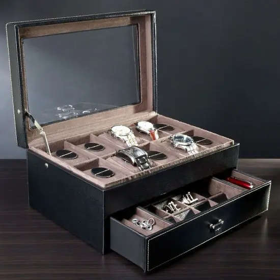 Leather Valet Display Case Unique Gift Idea for Men
