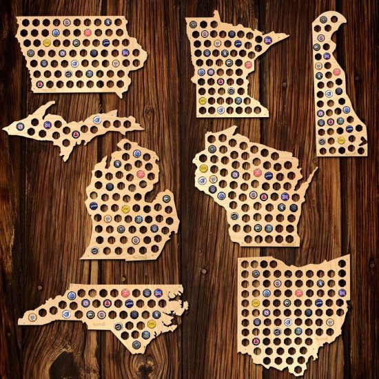 State Beer Cap Map Cute Valentine's Day Gift for Him