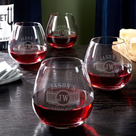 Customized Stemless Wine Glass Set of 4