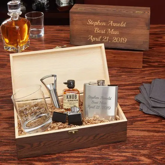 Personalized Liquor Gift Set for Men with Flask