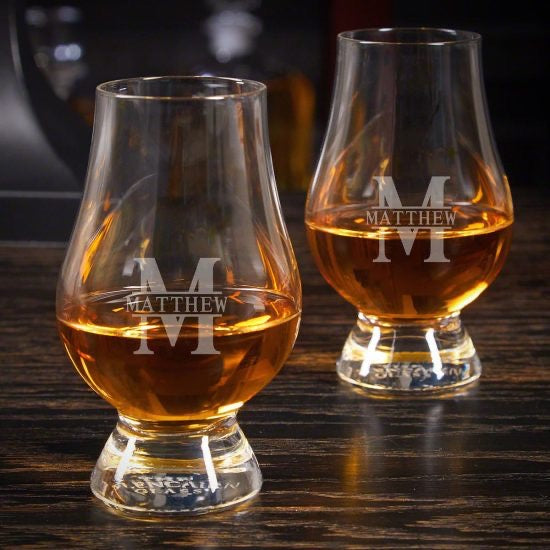 Personalized Pair of Glencairn Whiskey Glasses