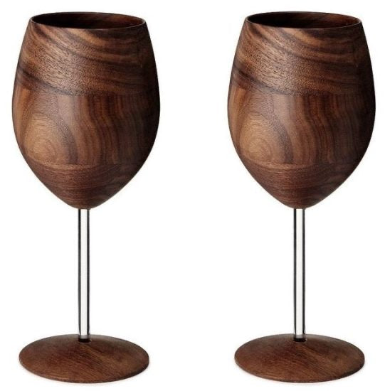 Wooden Wine Glasses Set of 2