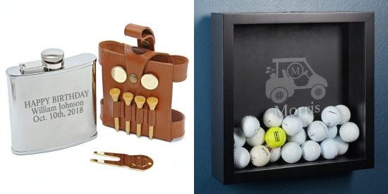 Golfer Flask and Shadow Box