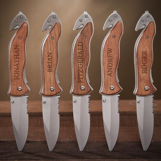 Set of 5 Engraved Groomsmen Knives