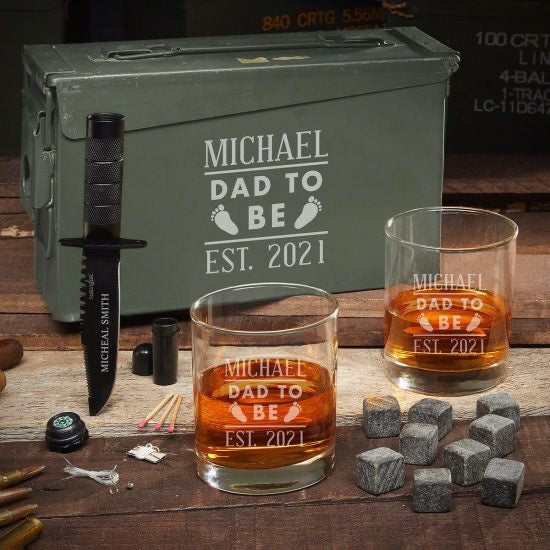 Dad To Be Gift Ammo Can Whiskey Gift Set