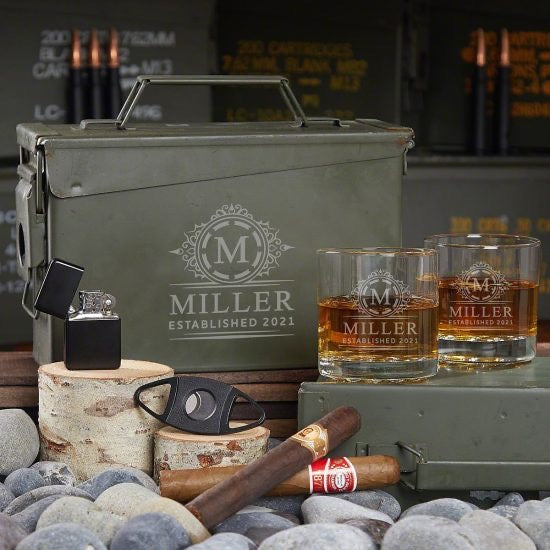 Whiskey and Cigars Ammo Can Gift Set