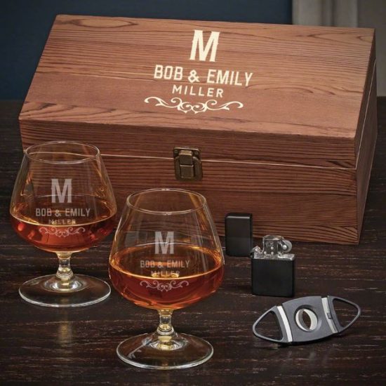 Engraved Cognac Glasses Set