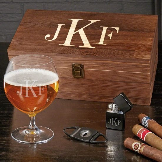 Monogrammed Beer and Cigar Gift Set