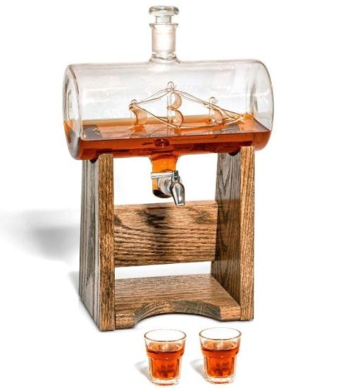 Spigot Decanter with Oak Base