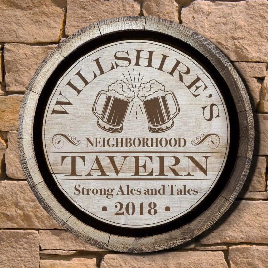 Personalized Round Wood Tavern Sign