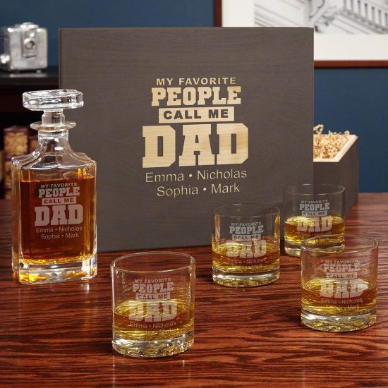 Complete Engraved Decanter Set with Gift Box for Dad