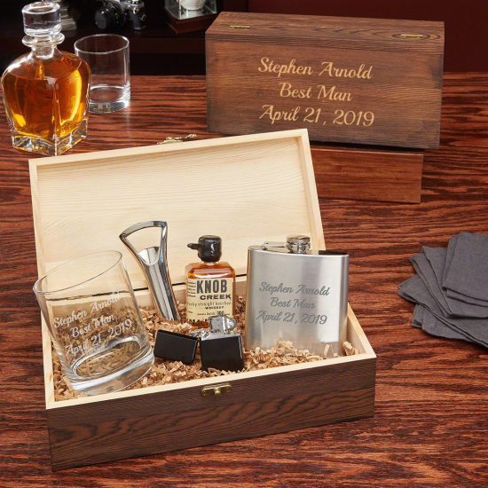 Whiskey Glass and Flask Gift Box