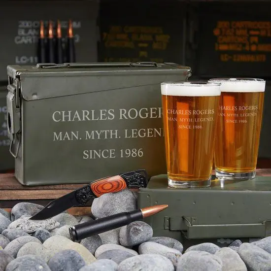 Customized Ammo Can Pint Glass Gift Set